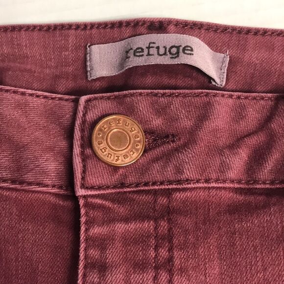 REFUGE Distressed Burgundy Maroon Skinny Jeans Womens Sz 8 Ripped Stretch Denim - Picture 5 of 13